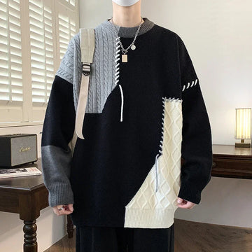 Mens Streetwear Ripped Hole Fashion Sweater Korean High End Luxury Winter Hip Hop Sweaters Men Soft Warm Autumn Pullover